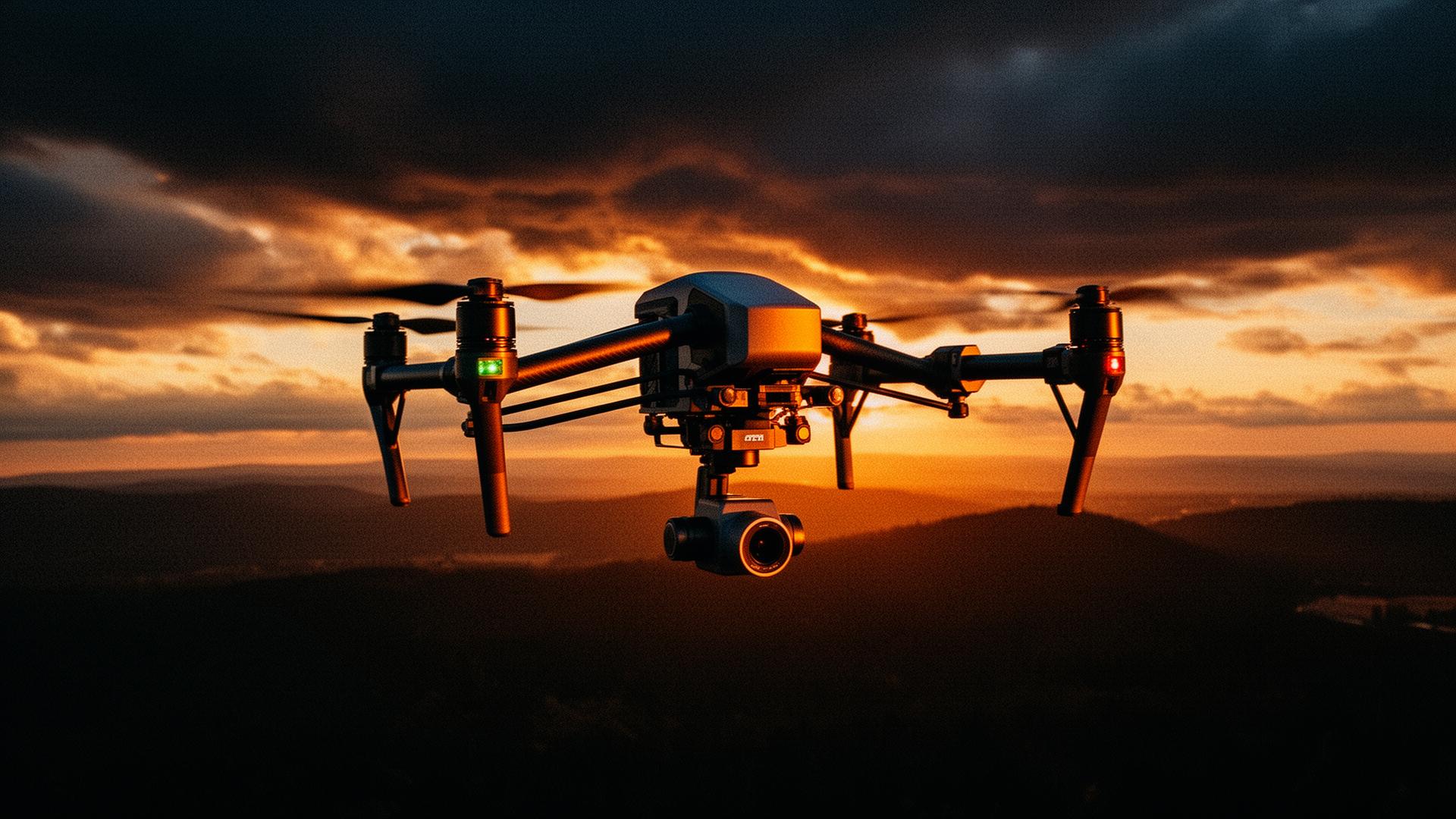 Drone cinematográfico em voo